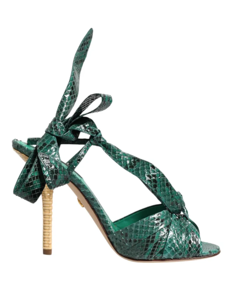 Dolce & Gabbana Grüne Pythonleder Absatzsandalen Schuhe Grün