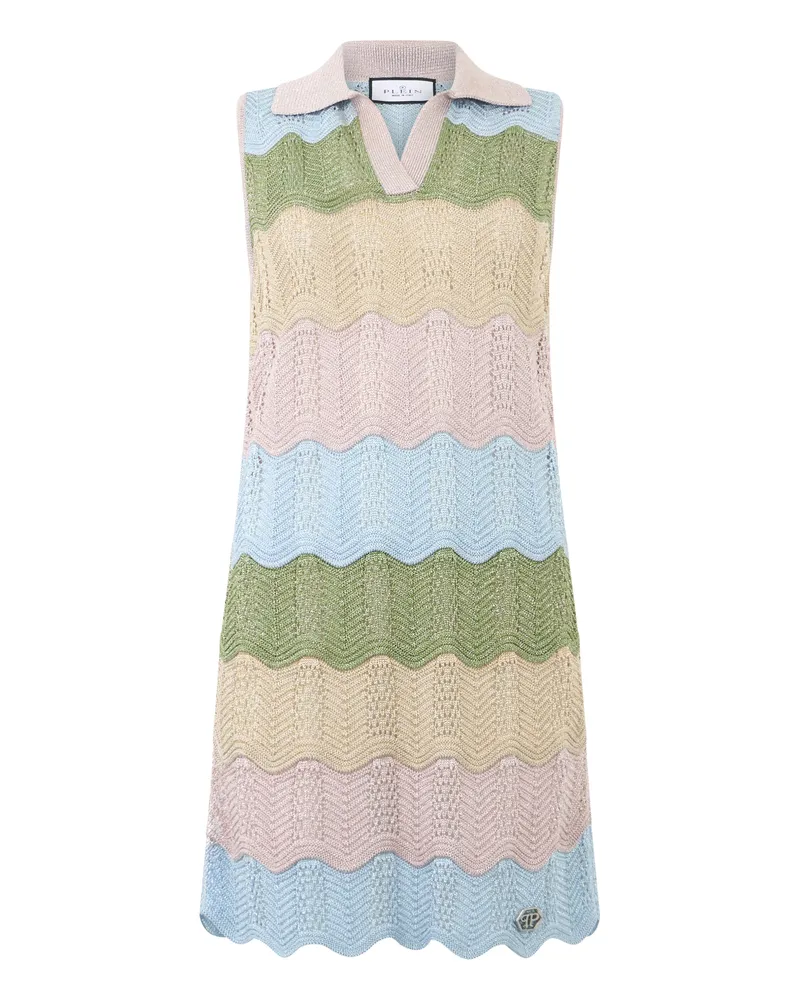 Philipp Plein Polo Neck Mini Dress Color Wave Mehrfarbig
