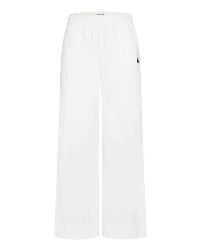 U.S. Polo Assn.  Damen Leinenmix Hose mit elastischem Bund Weiß