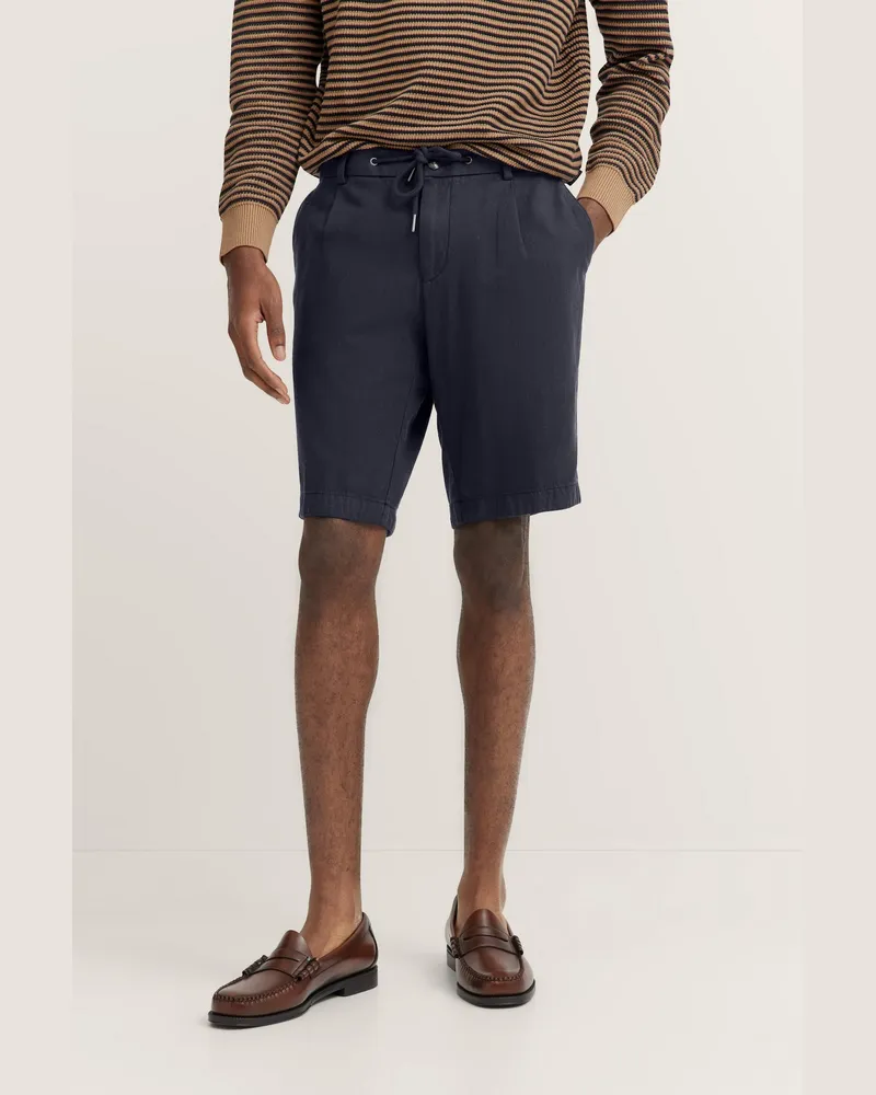 Bugatti Herren Bermuda aus Baumwoll-Leinen-Mix Marineblau