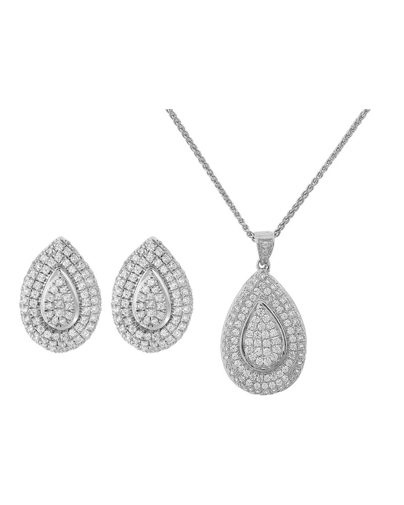 Orphelia Damen 925 Sterling Silber Set: Kettenanhänger + Ohrringe - Silber SET-5796 Silber