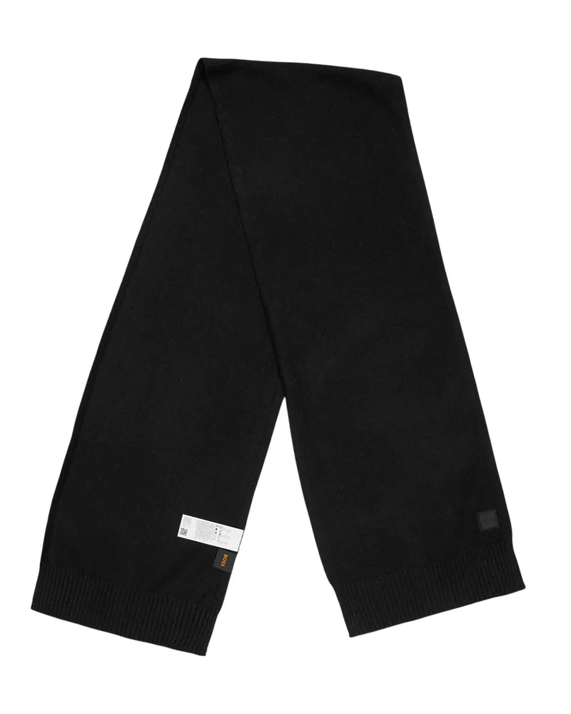 HUGO BOSS Schal für Herren, gerippt, Wolle (Schwarz Schwarz