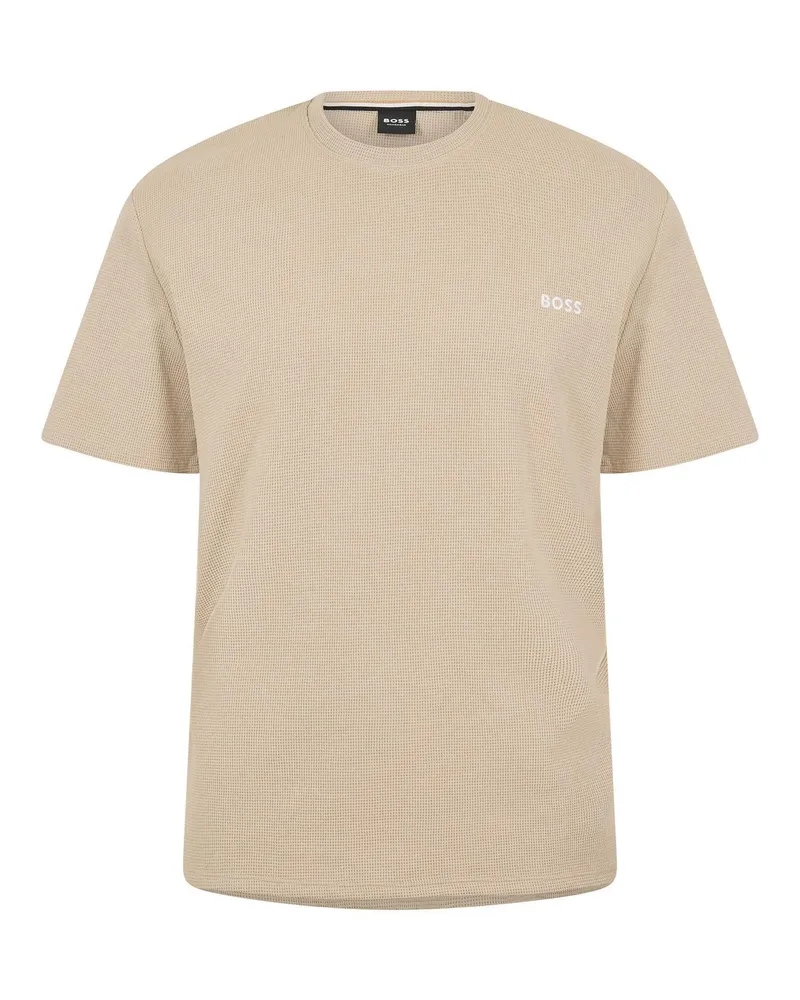 HUGO BOSS Schlafanzug-Oberteil für Herren, Strukturiert, Waffelstrick (Beige Beige