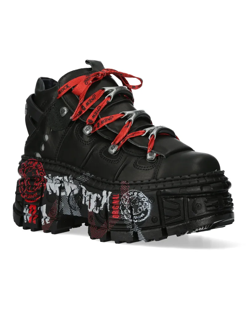 New Rock Punk Goth Lederstiefel-WALL106-C9 Schwarz