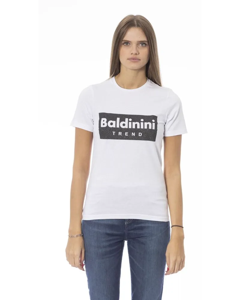 Baldinini Box Logo T-Shirt mit kurzem Arm und Rundhalsausschnitt Weiß