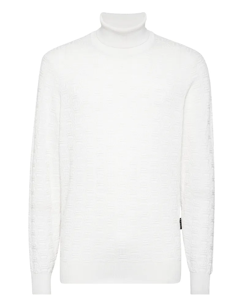 Philipp Plein Rollkragenpullover Monogram Weiß