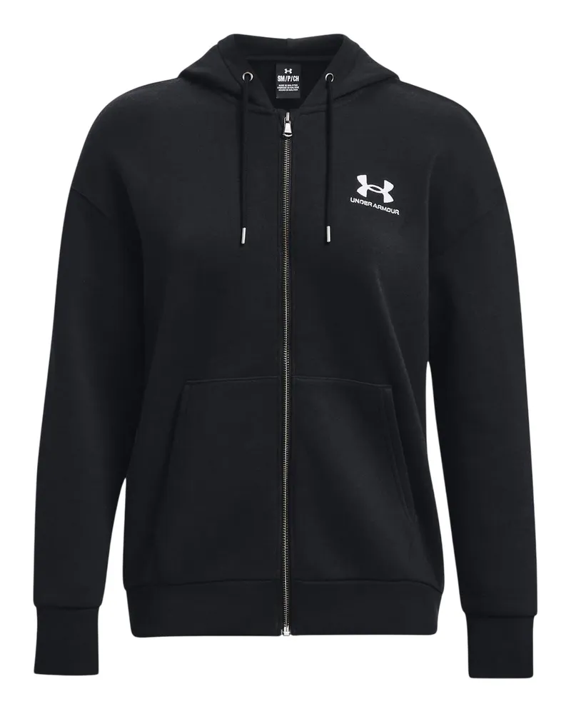 Under Armour Essential" Hoodie mit durchgehendem Reißverschluss für Damen, Drop-Ärmel (Schwarz Schwarz