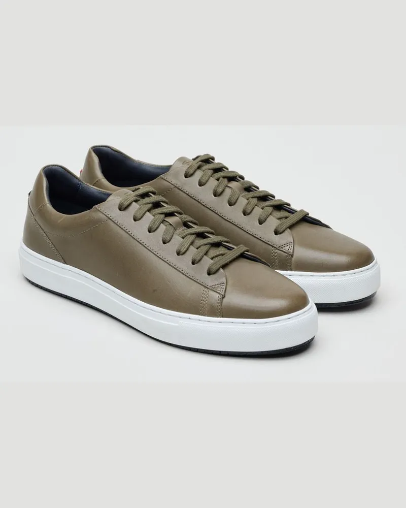 Ben Sherman Ace Cupsole Leder Herren Sneakers in Olivgrün Grün