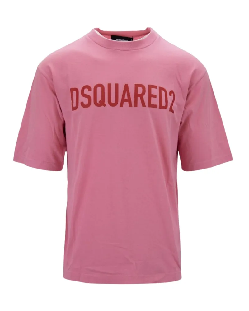 Dsquared2 Loose-Fit T‑Shirt mit Markenlogo - Rosa Rosa