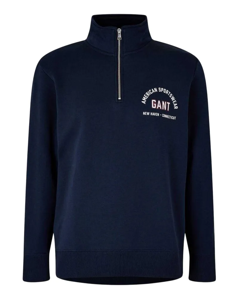Gant Sweatshirt für Herren, mit kurzem Reißverschluss, Fleece (Abendblau Dunkles