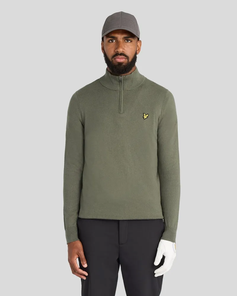Lyle & Scott Golf-Pullover mit Viertelreißverschluss Grün