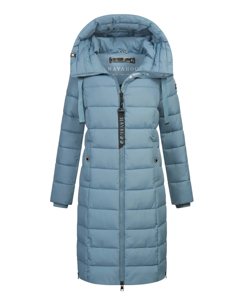 NAVAHOO Mondmädchen Damen Steppmantel mit Kapuze und Fleecefutter - Blau Blau
