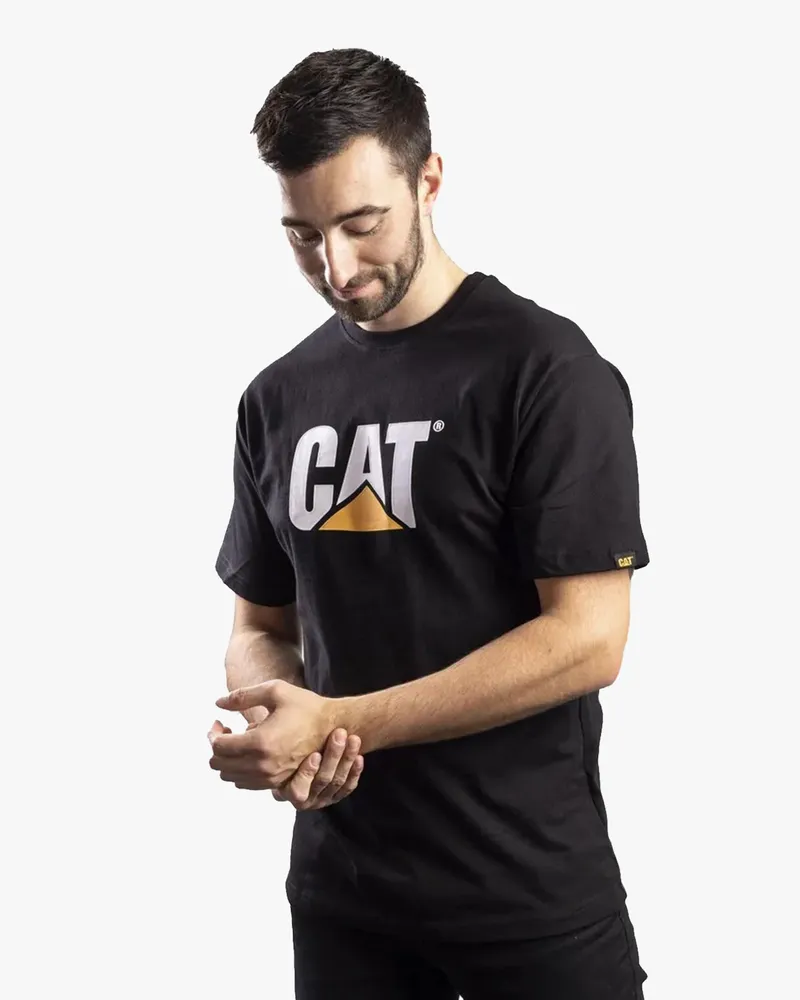 Caterpillar Footwear MARKENLOGO Herren Baumwoll-T-Shirt Schwarz Schwarz