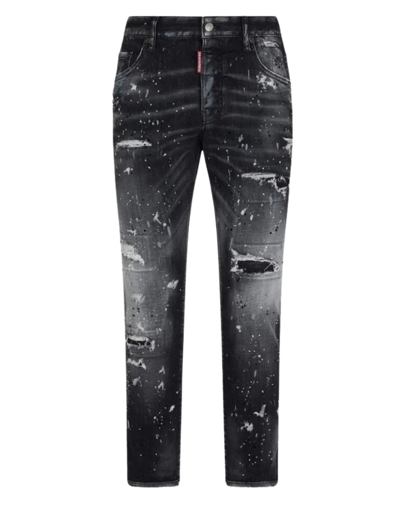 Dsquared2 Skater Jean Paint Splatter Black Wash Jeans Schwarz