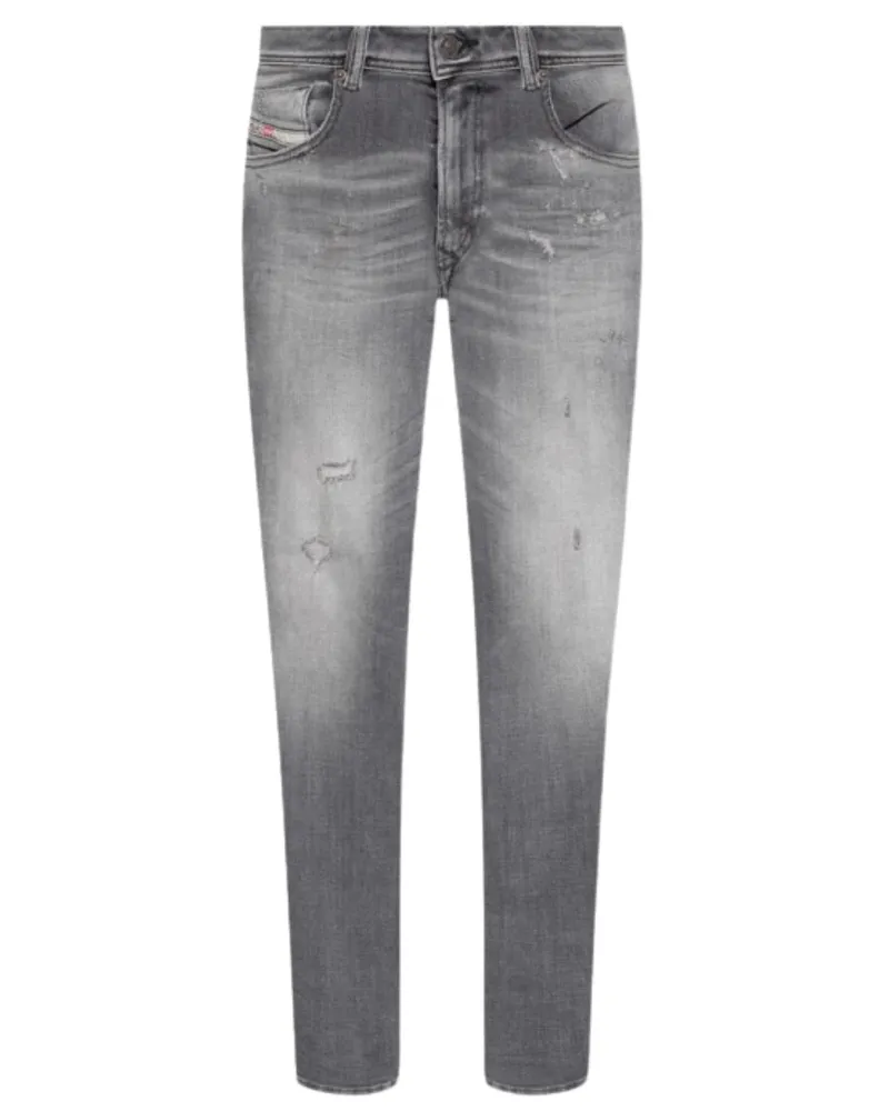 Diesel 1979 Sleenker Frayed Grey Faded Denim Jeans Grau