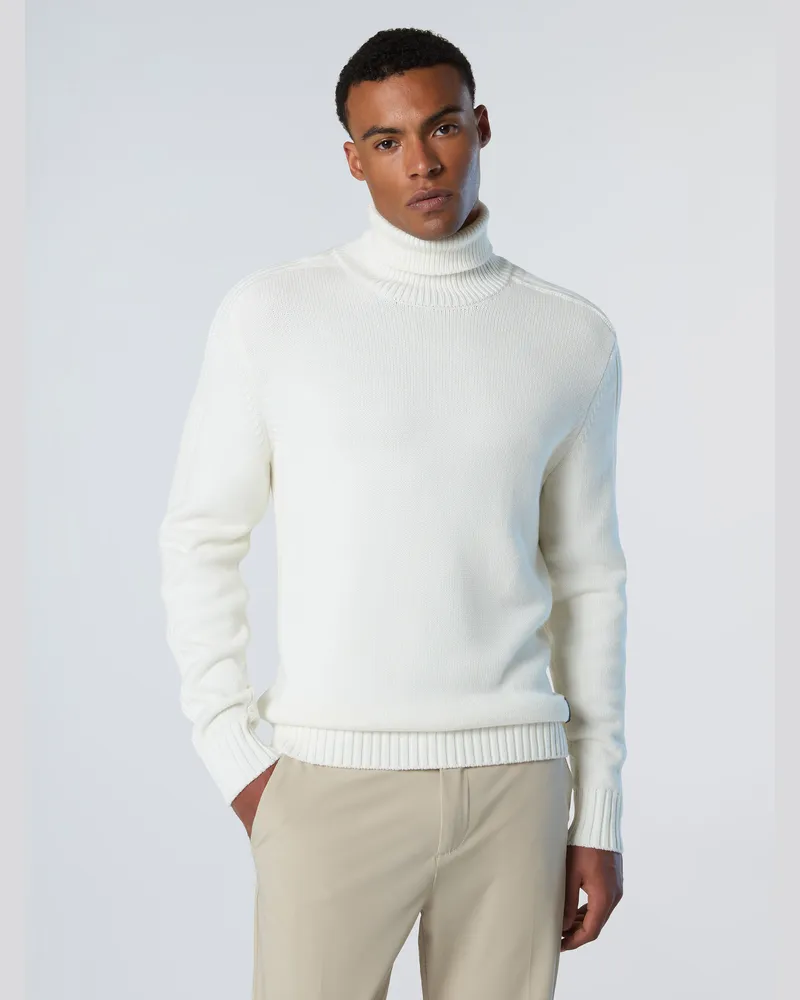 North Sails Pullover Rollkragen mit Rippbündchen Weiß