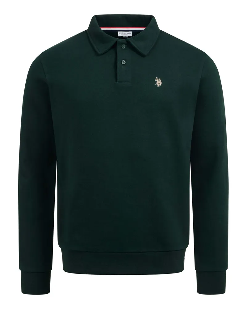 U.S. Polo Assn.  Herren Sweatpolo USEthaan – Polokragen mit Knopfleiste & Logo-Stickerei Grün