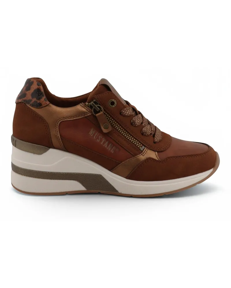 Mustang Damen Tan Cream Platform Sneaker Trainer Freizeitschuhe – M0872002 Braun