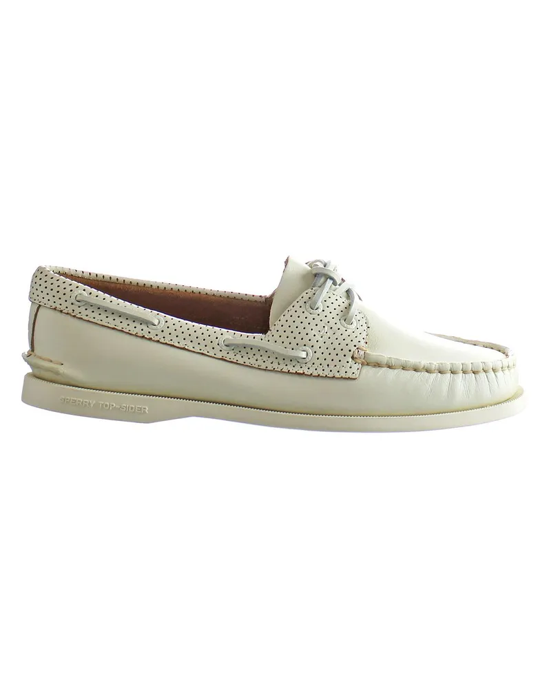 Sperry Top Sider A/0 2-Eye Pin Perf Mens White Schuhe Weiß