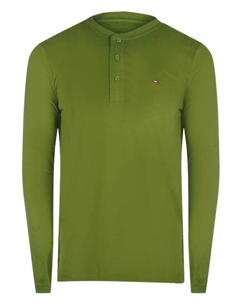 Tommy Hilfiger T-Shirt für Herren, Langärmlig (Grün Grün
