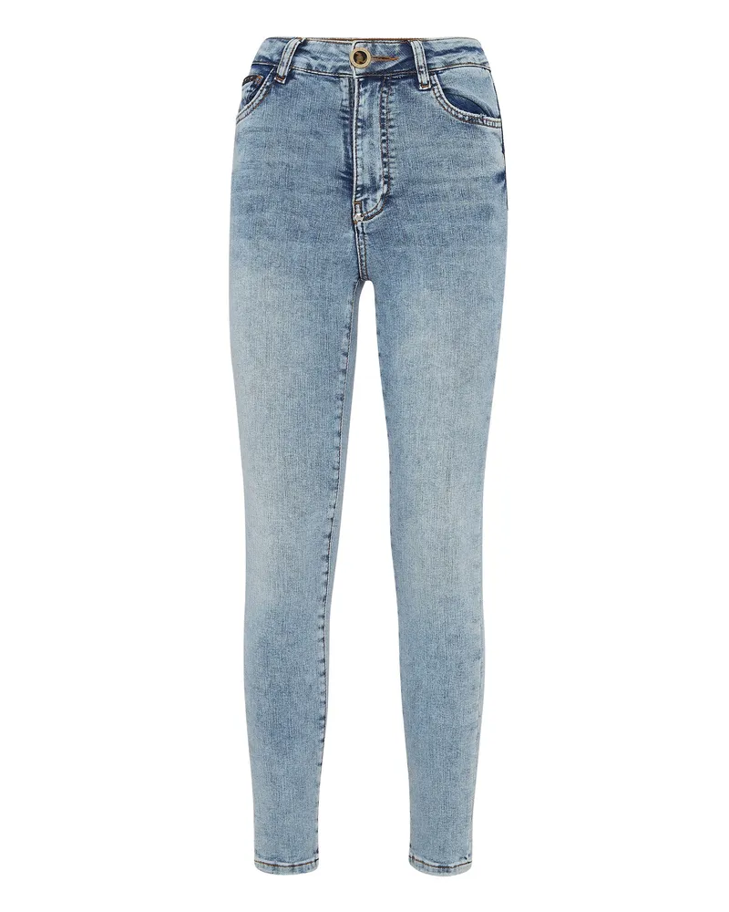 Philipp Plein Jeans Skinny Fit Skull Blau