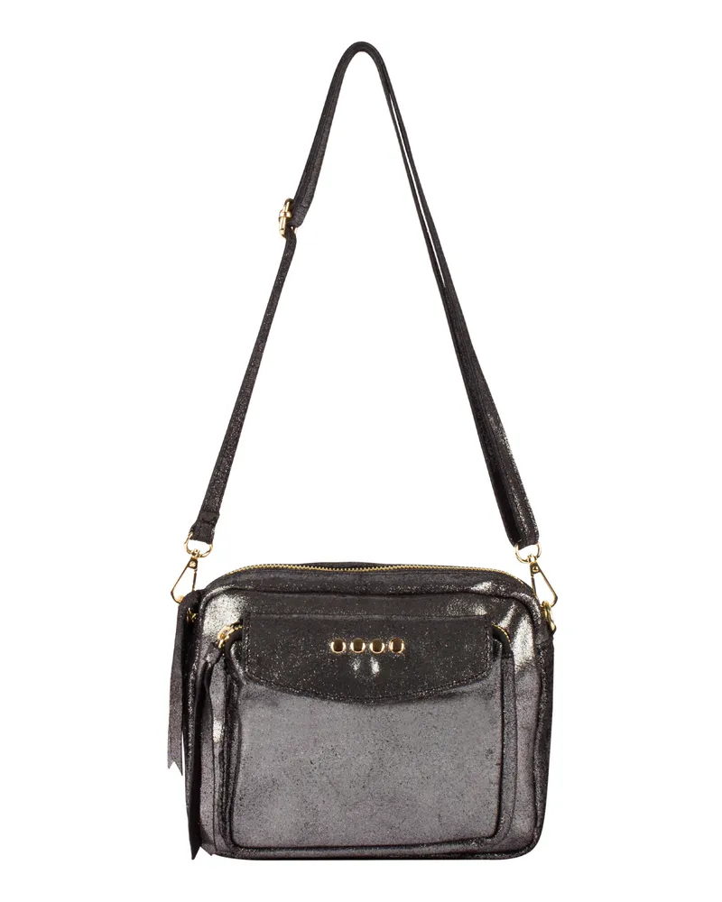 IZIA Schultertasche aus Leder Damen Silber Silber