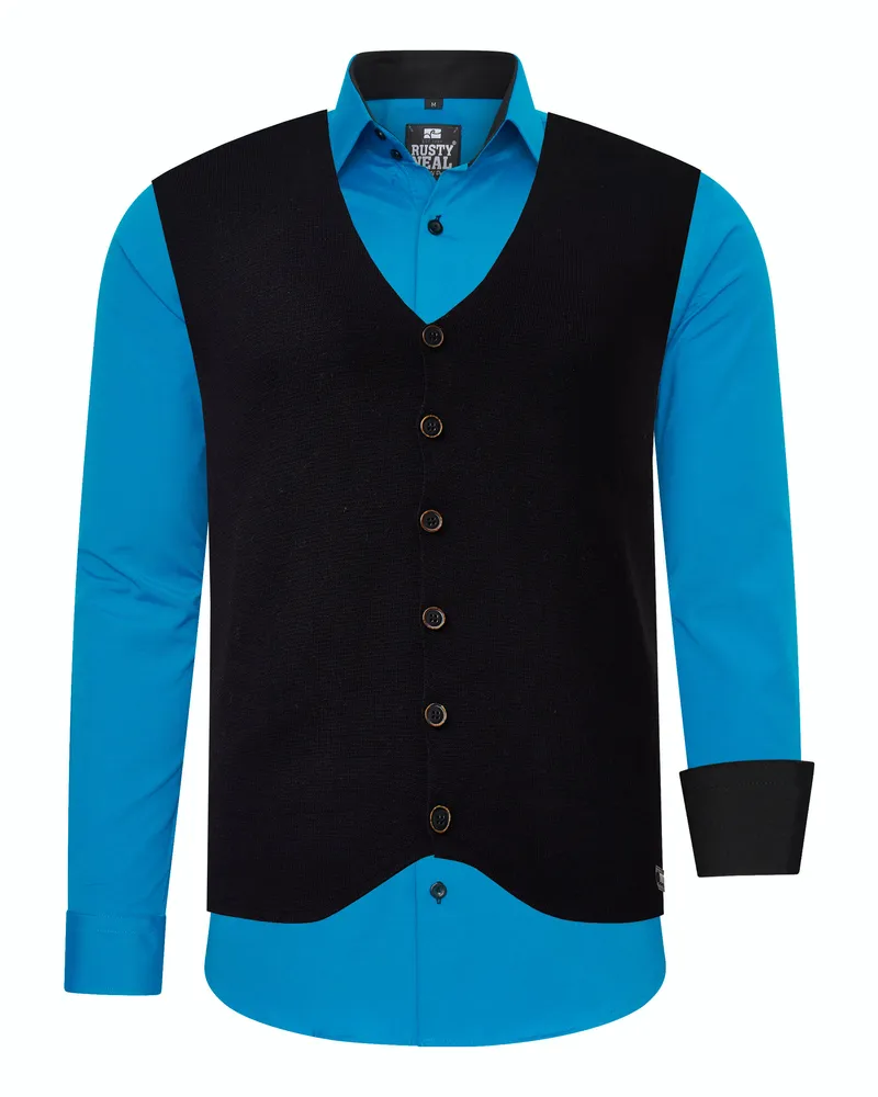 Rusty Neal Hemd mit Weste 2-teilig Blau