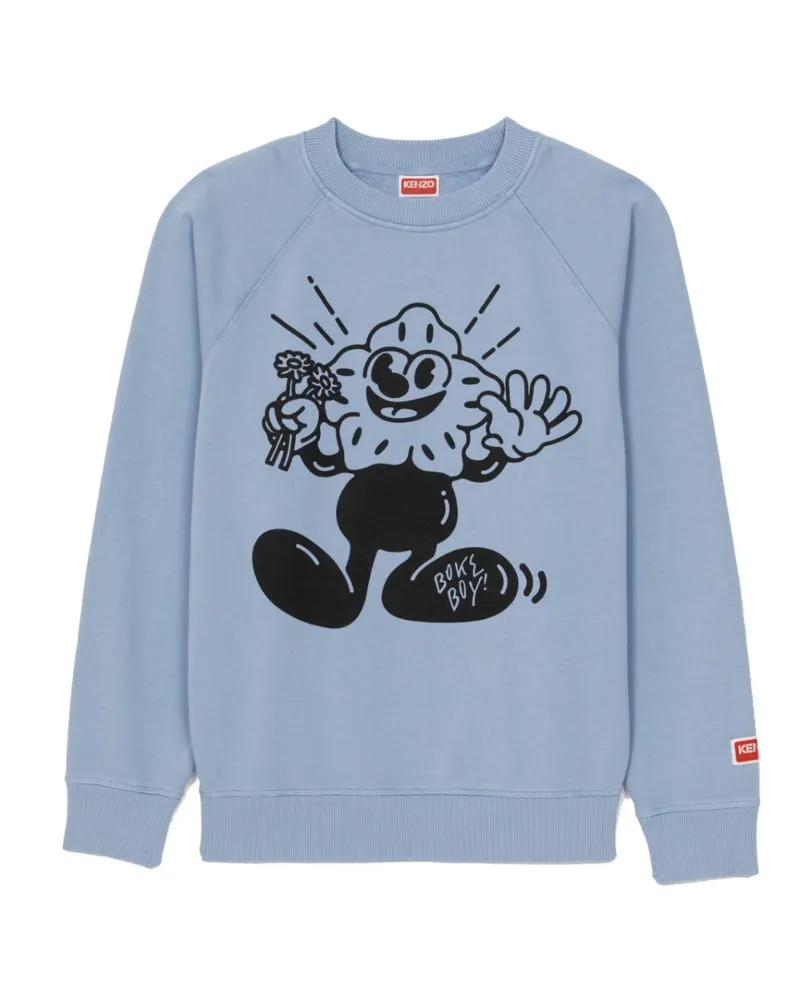 Kenzo Boke Boy Blumen-Grafik-Sweatshirt in Hellblau Blau