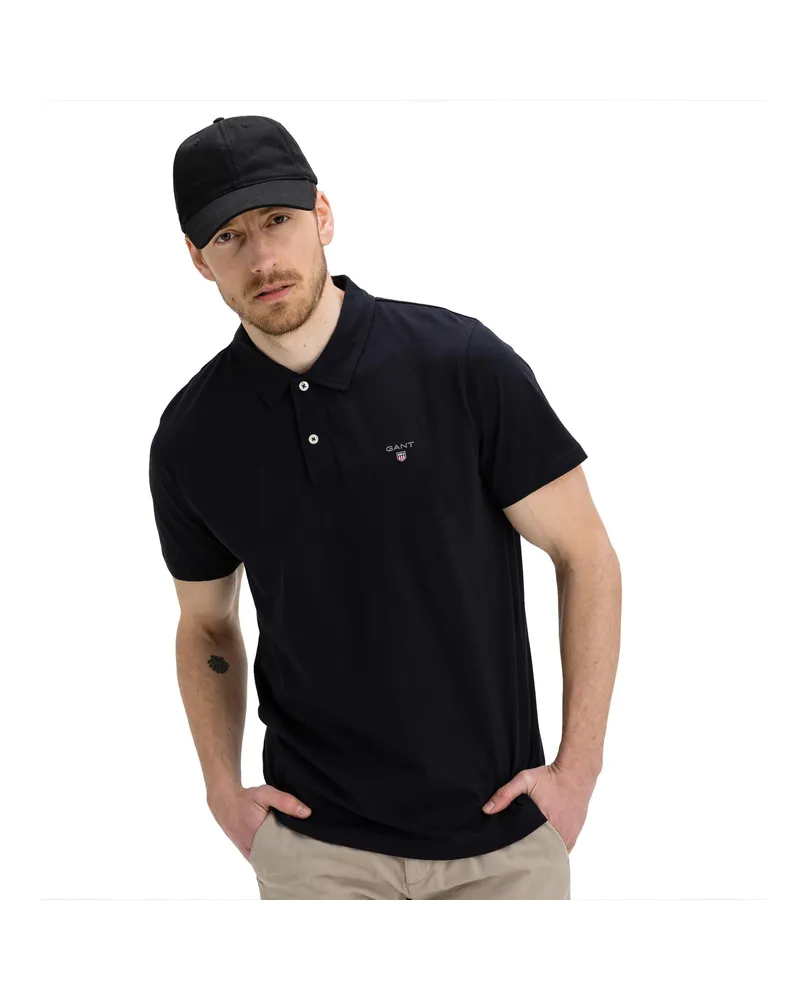 Gant Herren Kurzarm-Poloshirts Schwarz