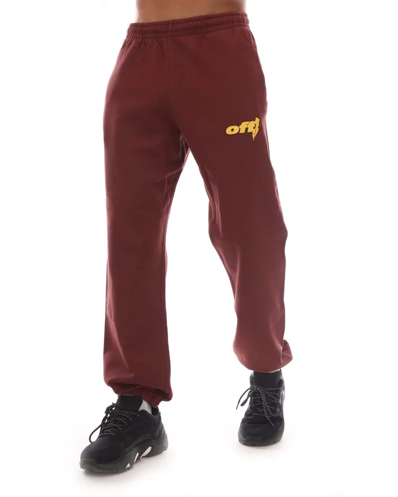 OFF-WHITE Jogginghose aus gebürsteter Baumwolle mit Kordelzug in der Taille in Burgunderrot Rot