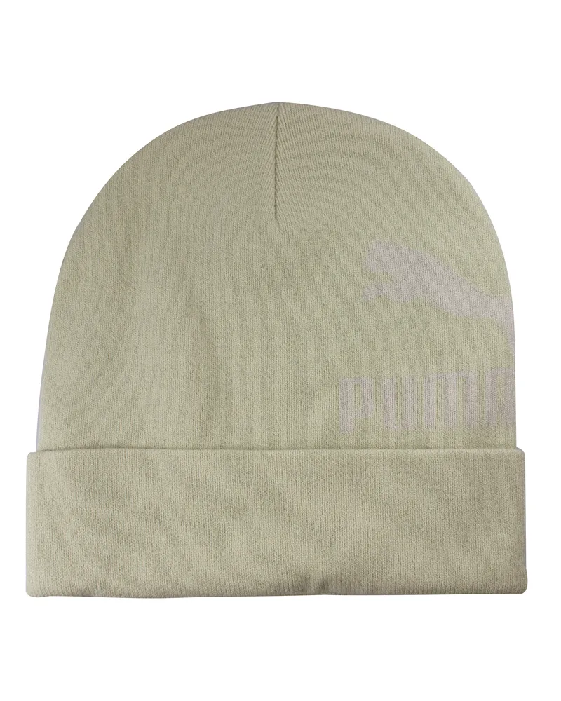 Puma Archiv Logo Strick Beige weiße Mütze Unisex Erwachsene Hut Winter 021794 04 Beige