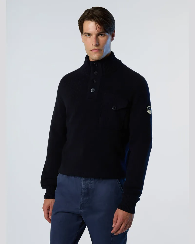 North Sails Pullover Archiv-Knopfleiste vorne Marineblau