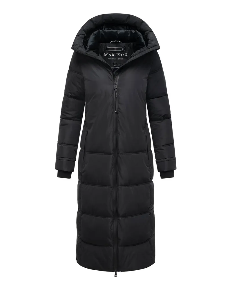 Marikoo Damen Winter Steppmantel Honiaa XVI mit Kapuze & Reißverschlusstaschen Schwarz
