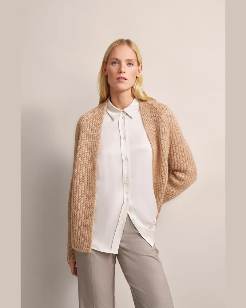 Bugatti Damen Cardigan im Two-tone-Patentstrick Beige