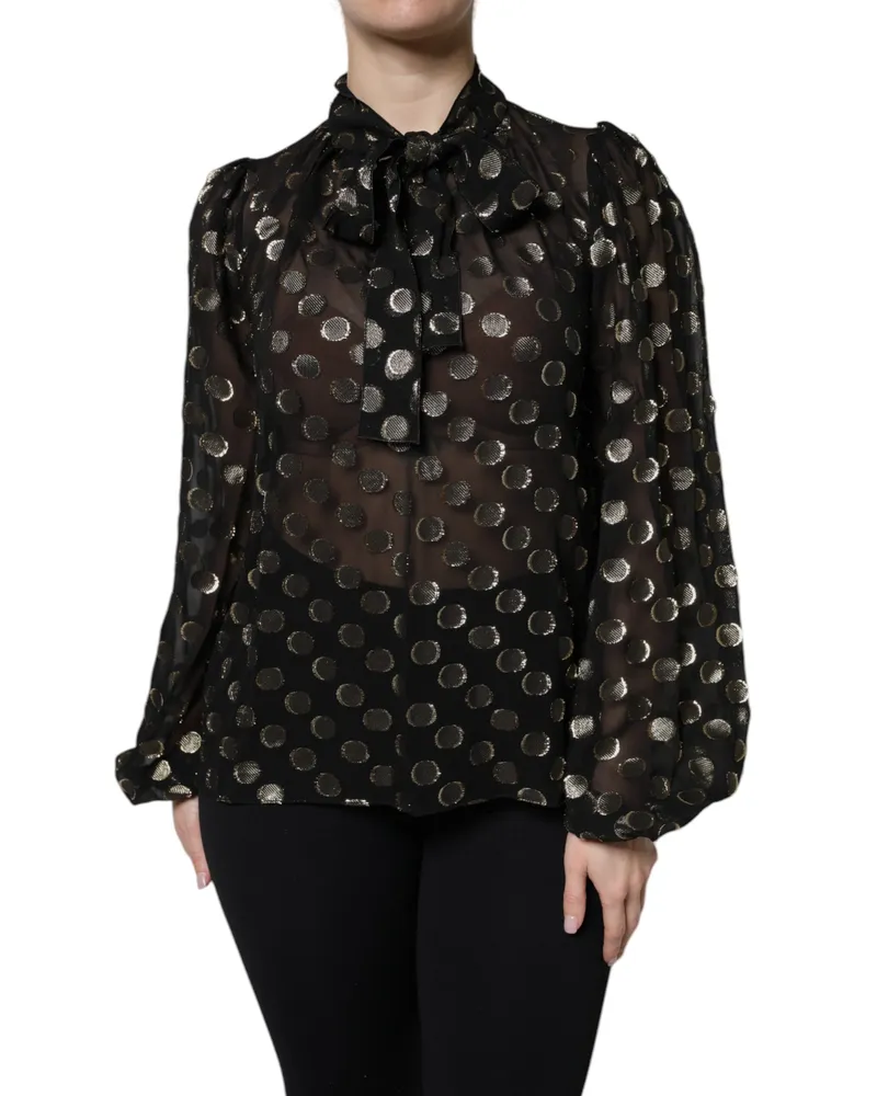 Dolce & Gabbana Seidenbluse mit Pünktchen - Schwarz Schwarz