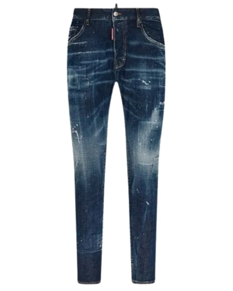 Dsquared2 Skater Jeans Destroyed Reinforced Patch Blue Jeans Blau