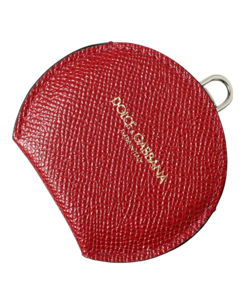 Dolce & Gabbana Rotes Leder Runde Münzgeldbörse Rot