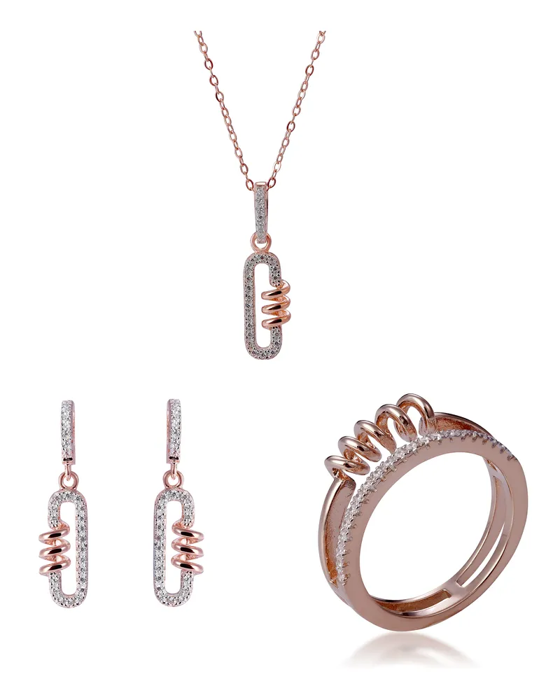 Orphelia Gigi' Damen-Set aus 925er Sterlingsilber: Halskette + Ohrringe + Ring – Rosé SET-7438 Rosé