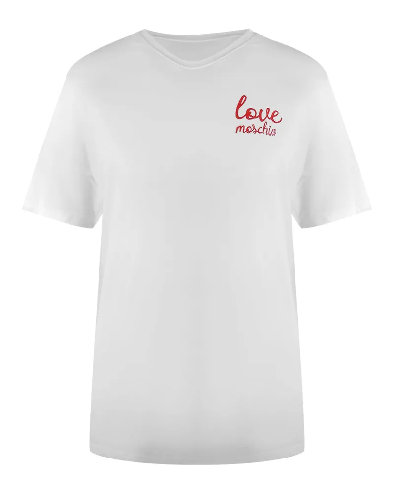 Moschino T-Shirt mit kleinem Logo - Weiß Weiß