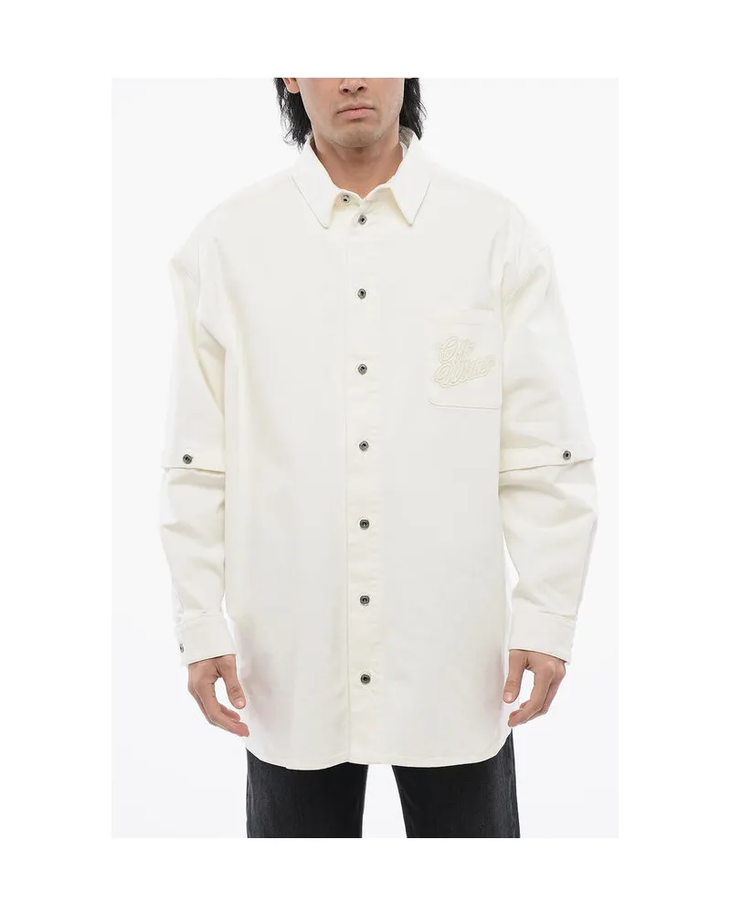OFF-WHITE Jeanshemd mit abnehmbaren Ärmeln in Weiß Weiß