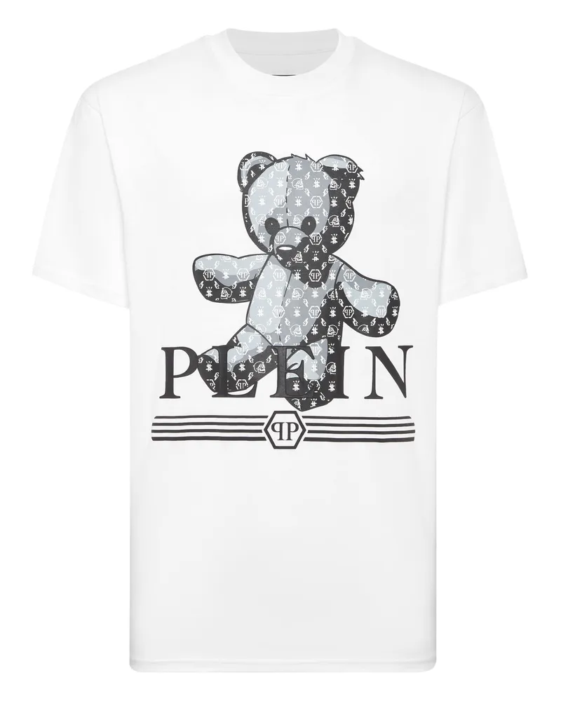 Philipp Plein T-Shirt Rundhalsausschnitt Monogram Weiß