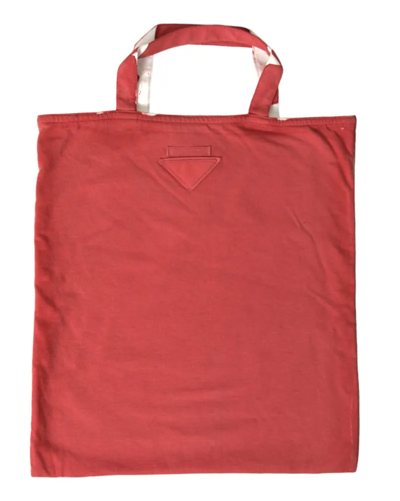 Prada Rotes Jersey-Stoff-Logo-Schulter-Einkaufsbeutel Weiß