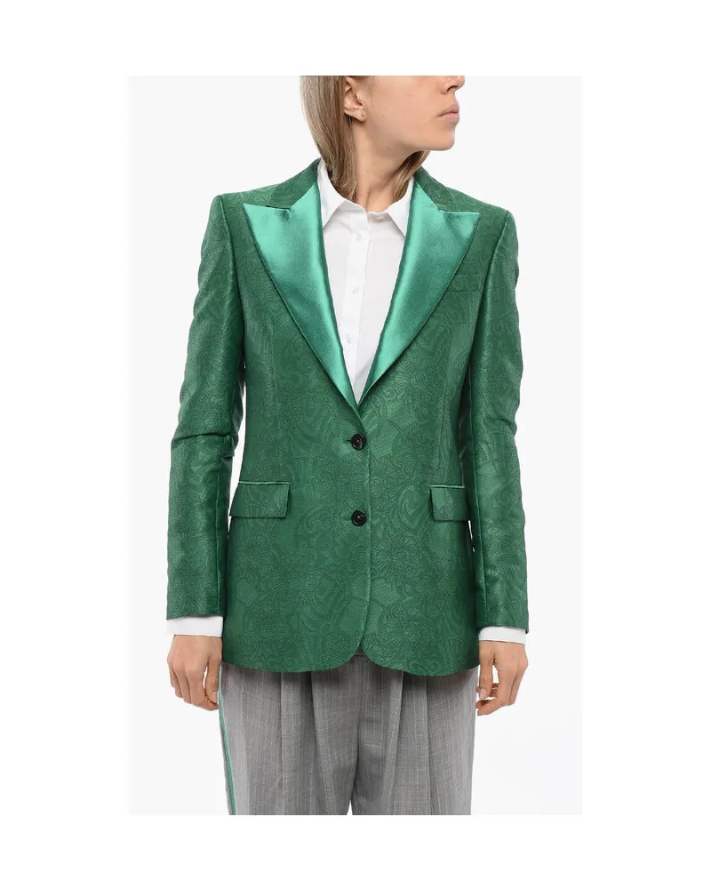 John Richmond Bestickter RANBU-Blazer mit steigendem Revers in Grün Grün