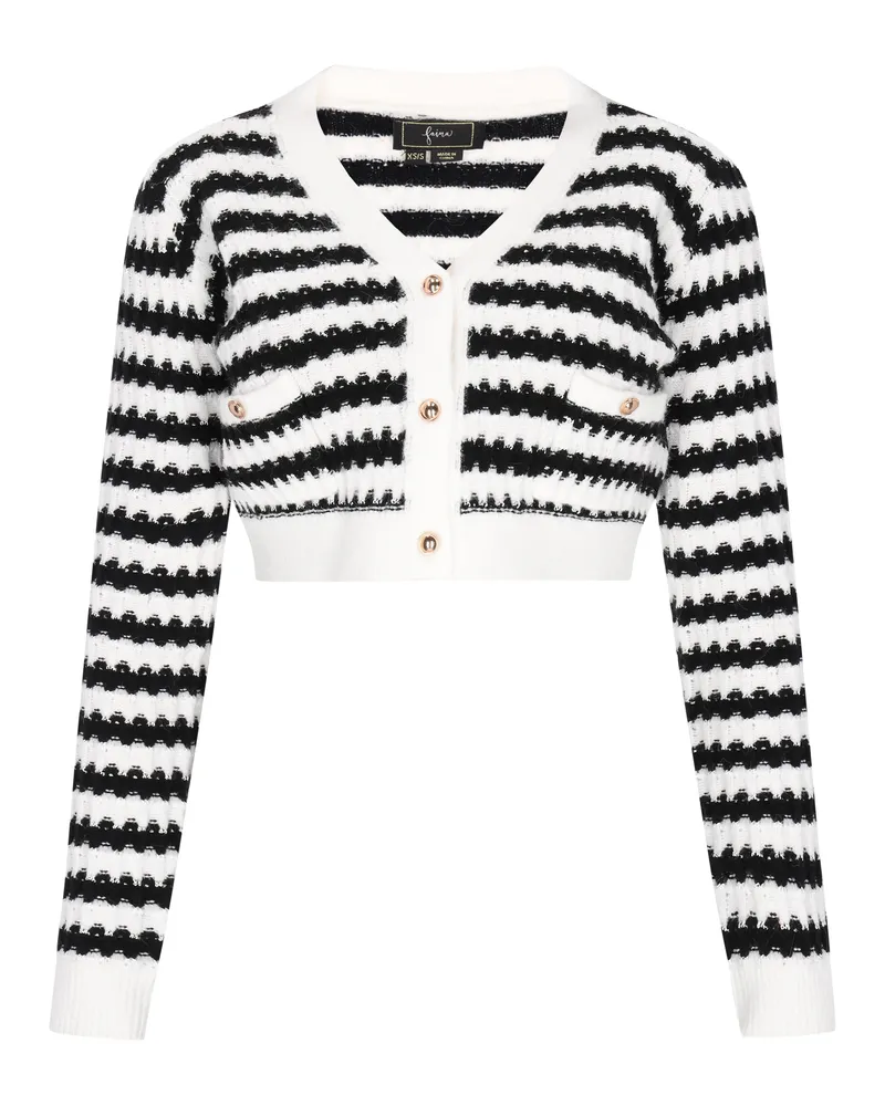 FAINA Strickjacke Frauen cremeweiß schwarz Wollweiß