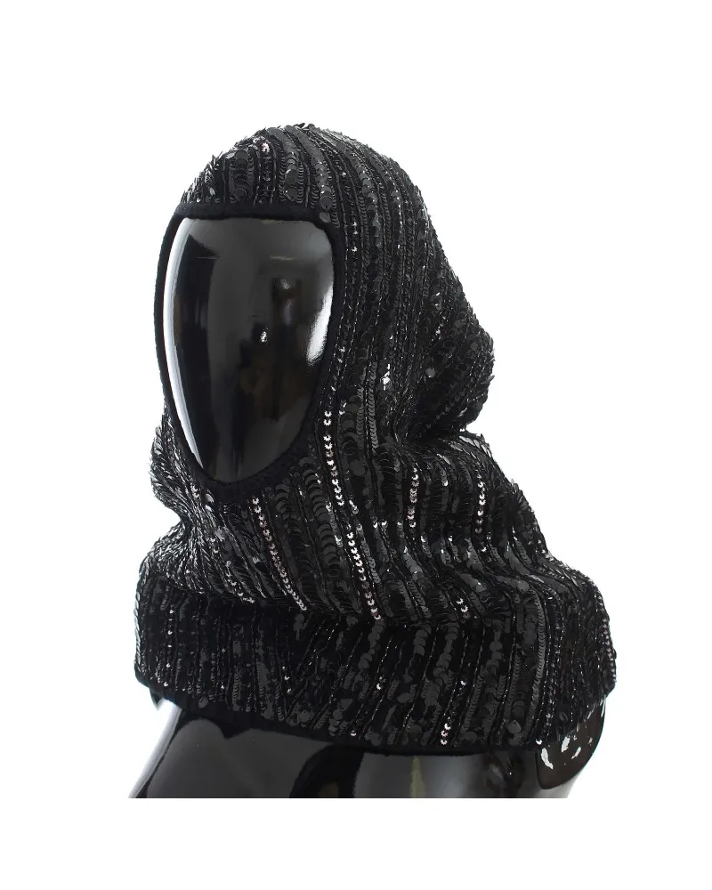 Dolce & Gabbana Women's Black Knitted Sequin Hood Scarf Hat Hat (écharpe à sequins Mehrfarbig