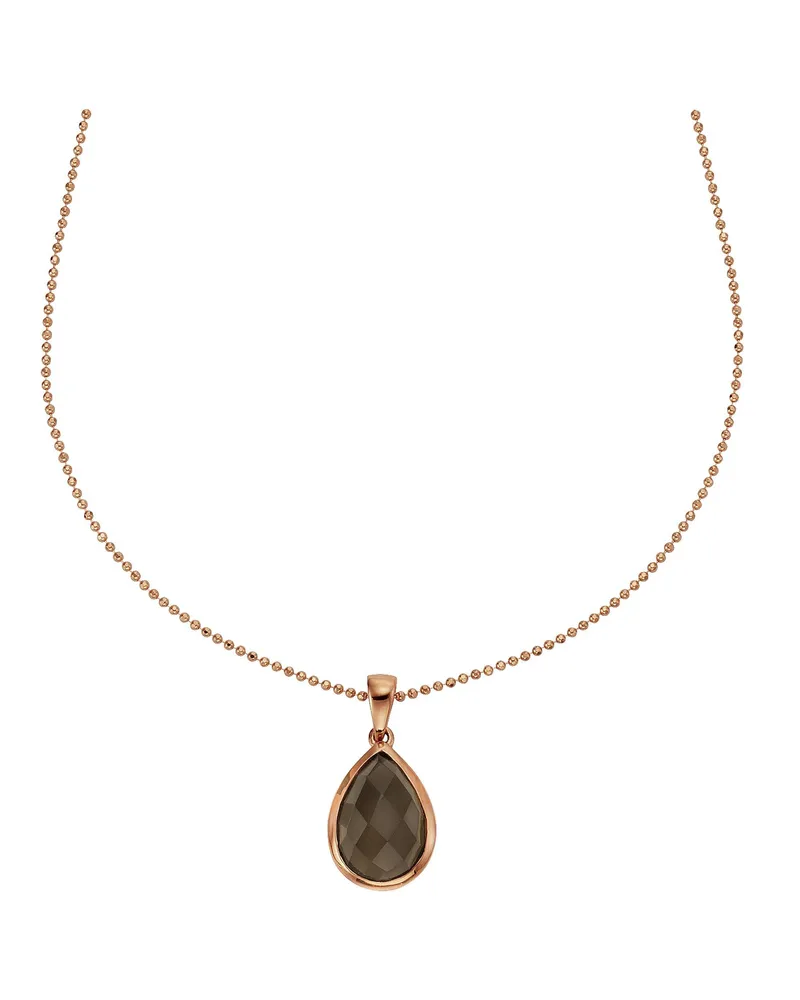 Jamelli Anhänger mit Kette 925 Silber rosé vergoldet Rauchquarz Roségold