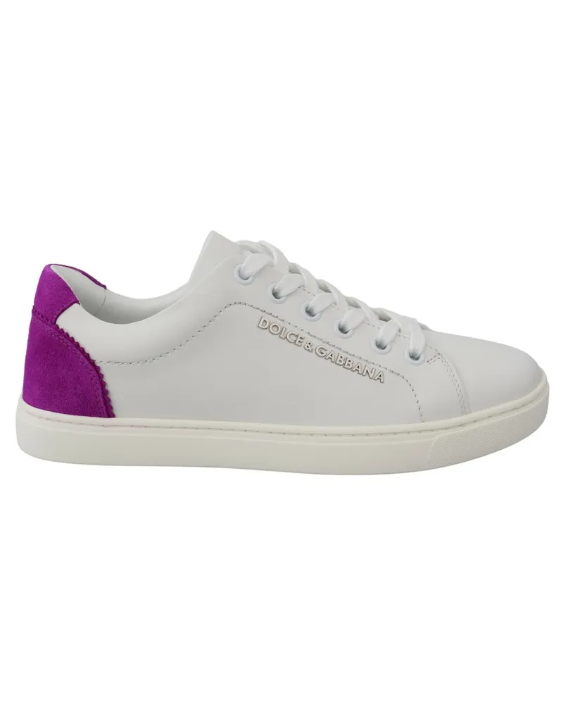 Dolce & Gabbana Weiße Wildleder-Low-Top-Sneaker Schuhe Weiß