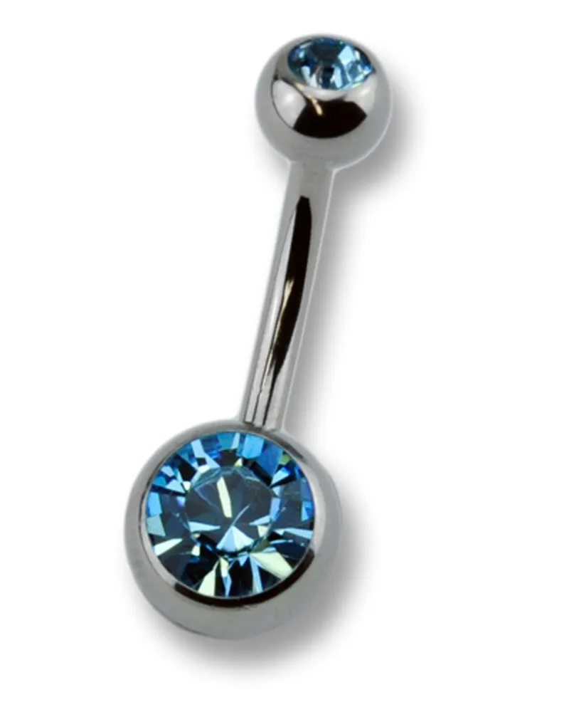 ZEEme Body Jewelry Piercing Titan silberfarben Kristall dunkelblau Grau