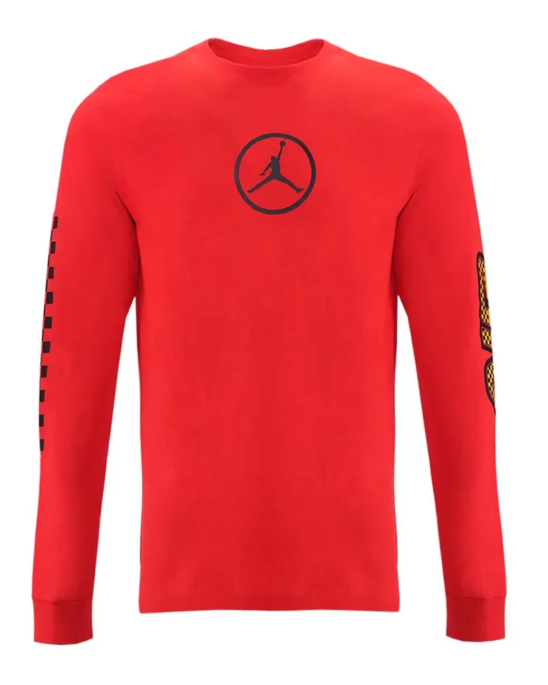 Nike Air Jordan Crew Neck Langarm Red Mens Top CV3000 673 Rot