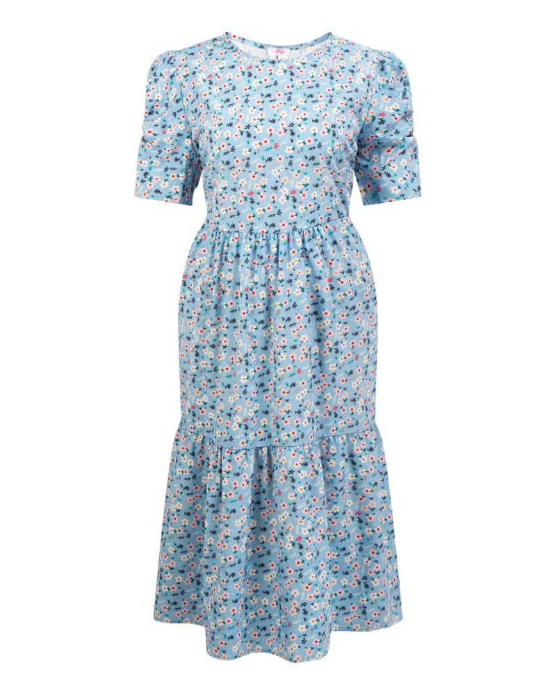 My Mo Midi-Kurzarmkleid Damen Blau Mehrfarbig Mehrfarbig